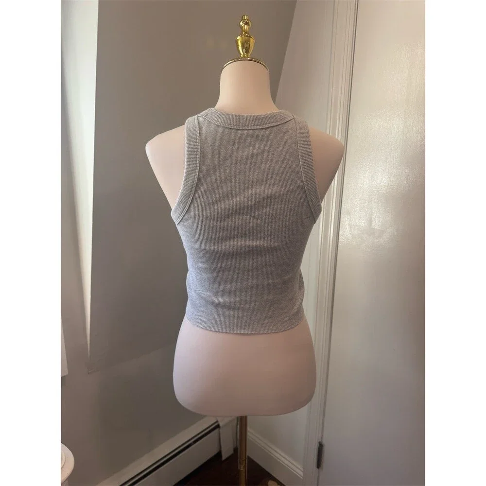 Aerie | Ribbed Cropped Tank Top | Heather Gray |Size Small - Picture 3 of 7